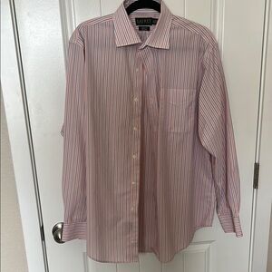 Ralph Lauren Red and White Dress Shirt with Classic Pinstripes